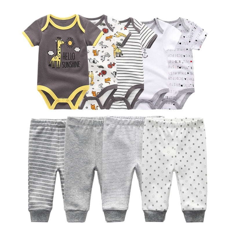 Kits de macacão com calça, 6 ou 9 peças - 3 meses a 1 ano