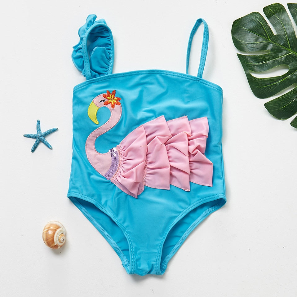 Maiô Flamingo para crianças de 2 a 6 anos