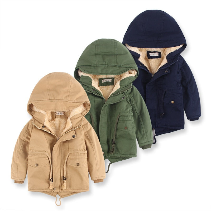 Jaqueta de inverno para meninos com capuz - 2 a 10 anos