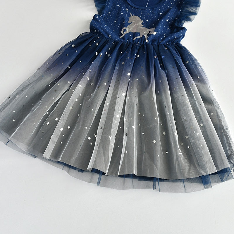 Vestidos Manga Curta Unicórnio - 3 a 8 anos