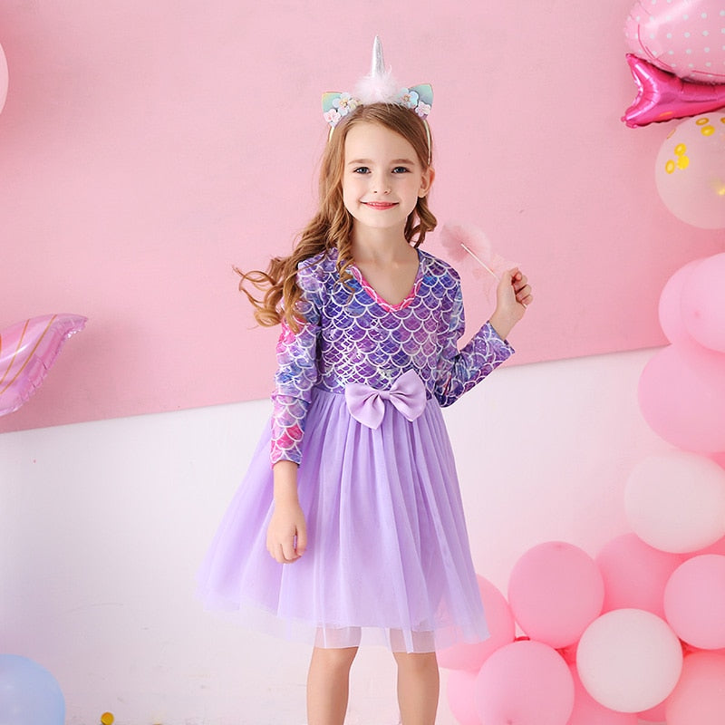 Vestido de Sereia Manga Longa - 2 a 8 anos