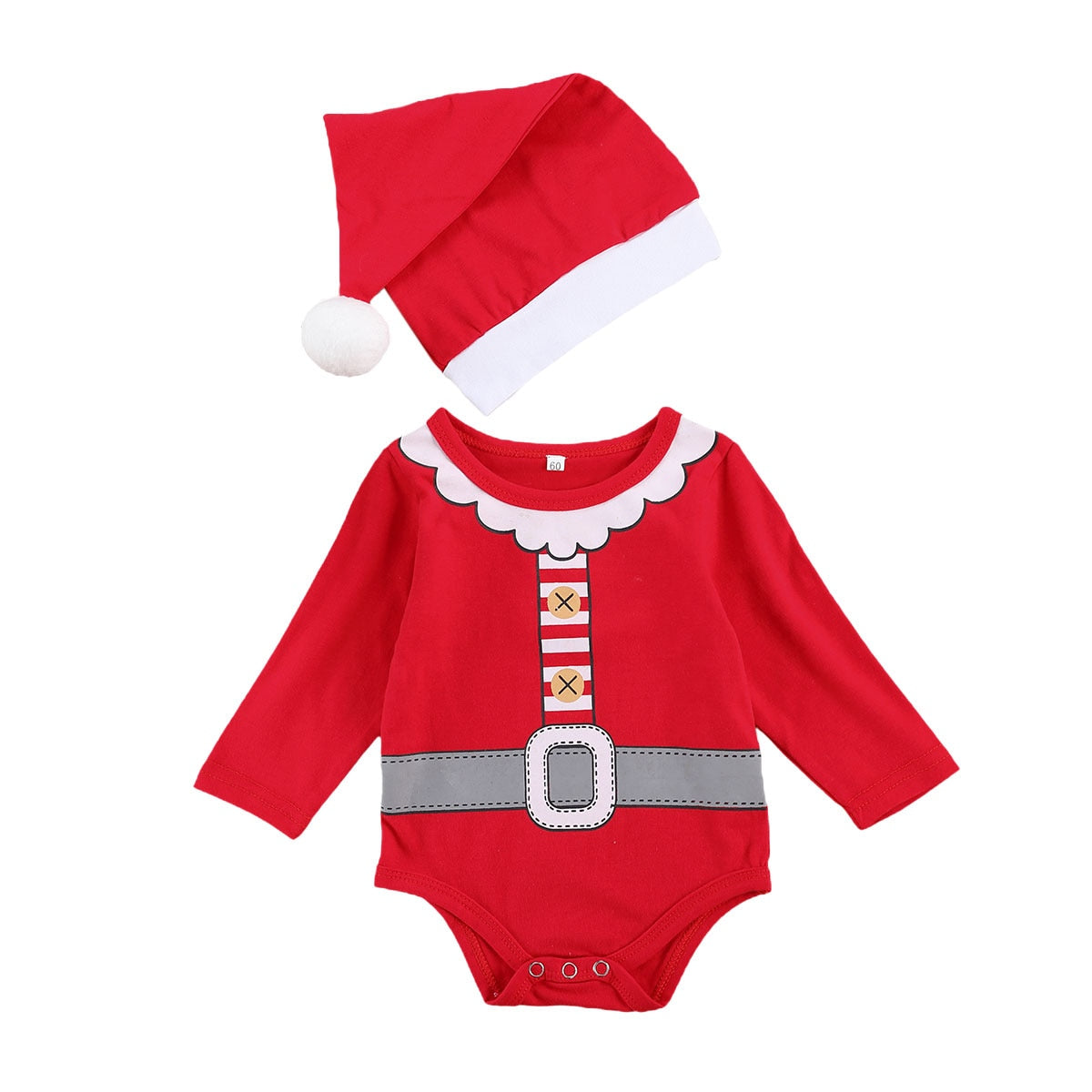 Body Natalino Manga Longa com Touca - RN a 12 meses