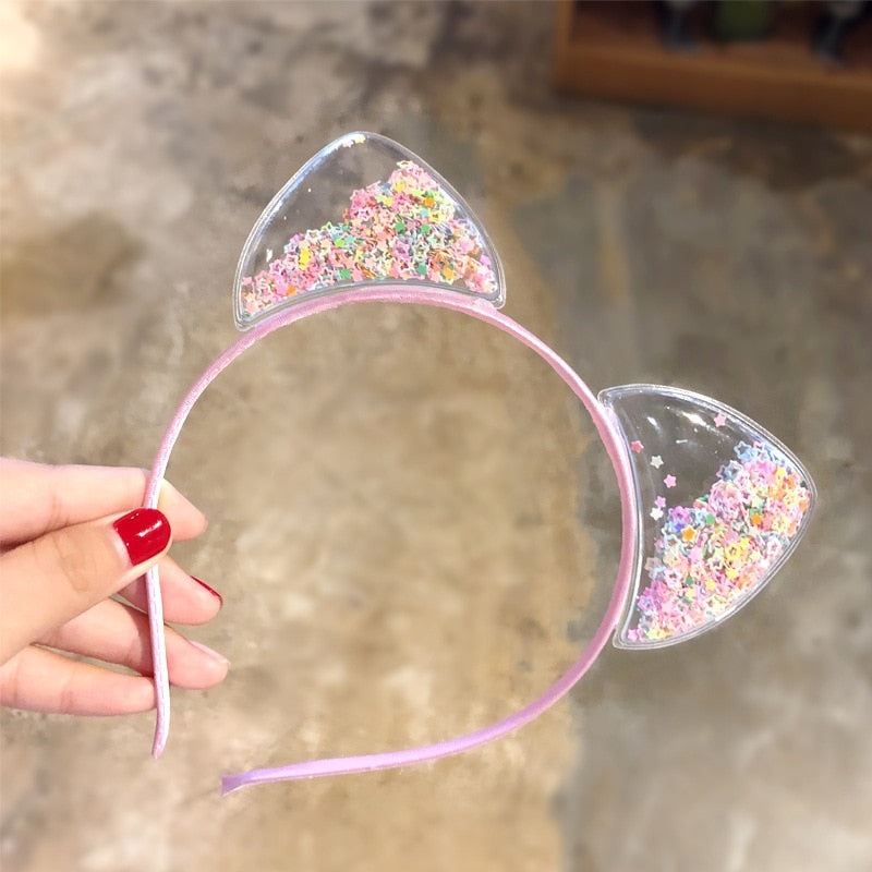 Tiara com orelhas de gatinha para meninas