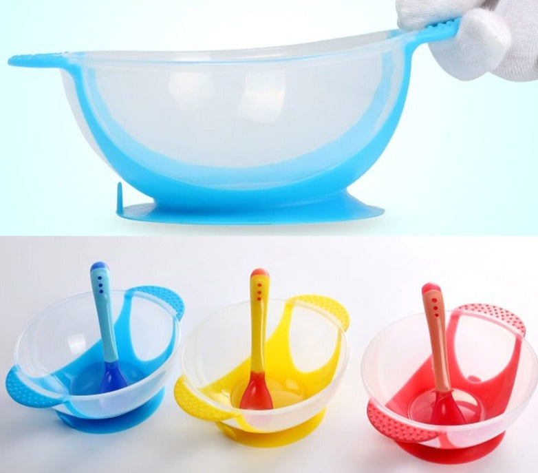 Tigela Infantil com Ventosa e Colher com Sensor de Temperatura