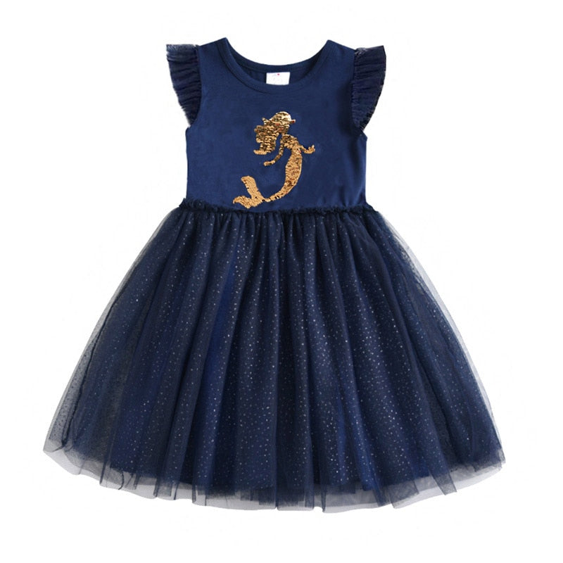 Vestido de Sereia Manga Curta - 3 a 8 anos