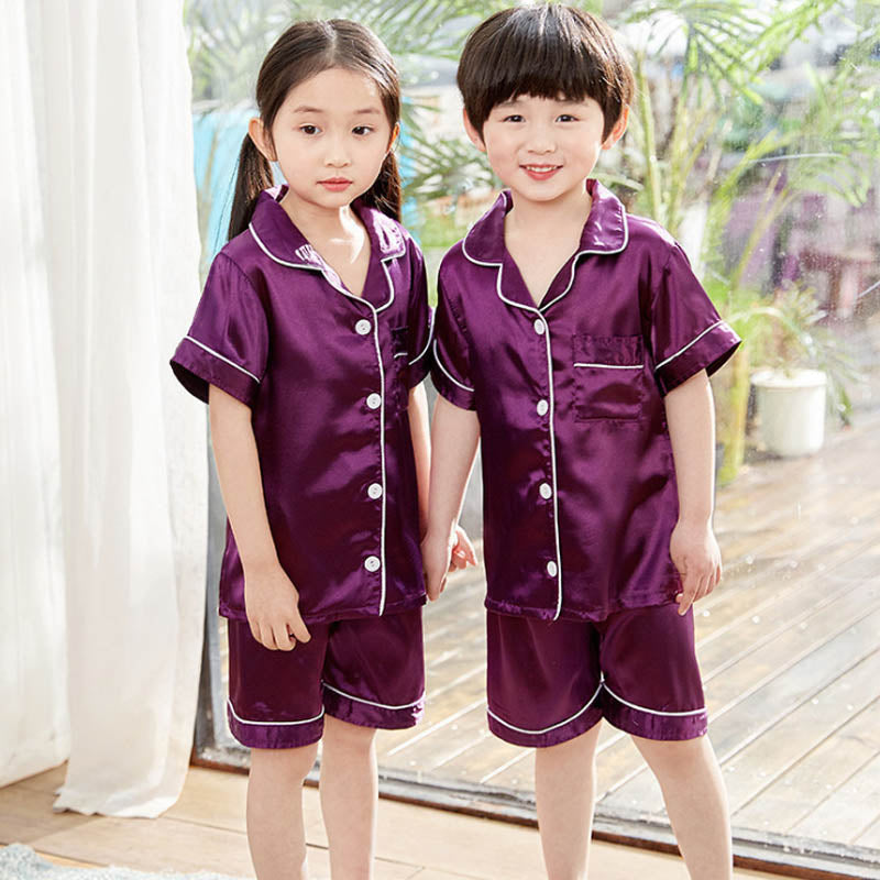 Pijama Curto de Cetim Lindo para Criança - 2 a 14 anos