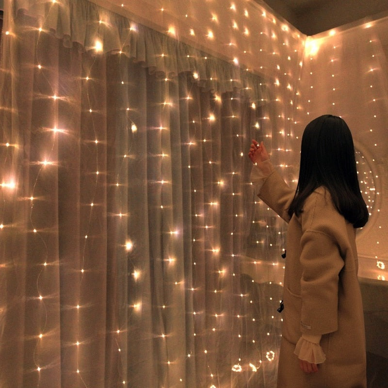 Cortina de Luz de LED para Decoração
