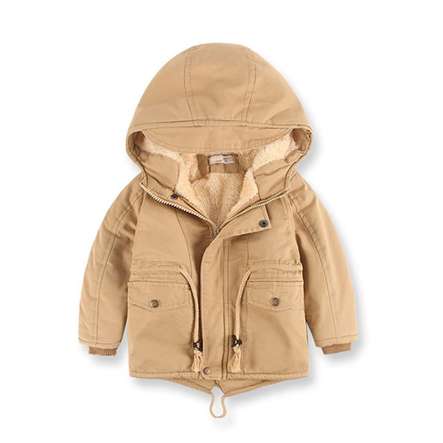 Jaqueta de inverno para meninos com capuz - 2 a 10 anos
