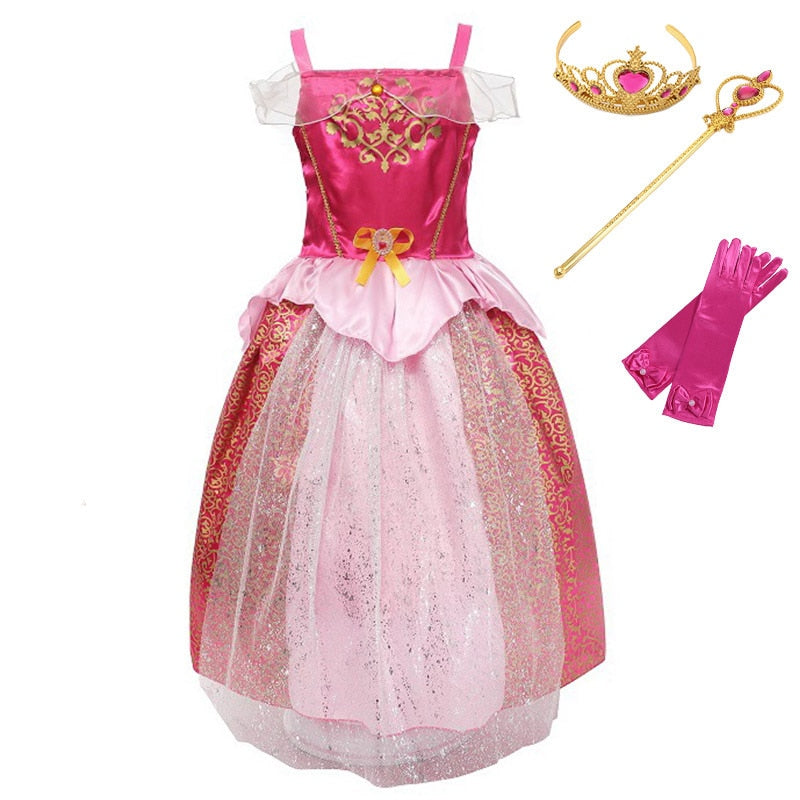 Vestido da Bela Adormecida para crianças - 3 a 8 anos