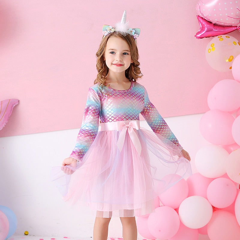 Vestido de Sereia Manga Longa - 2 a 8 anos