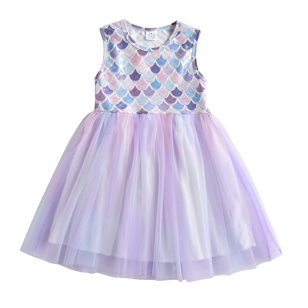 Vestido de Sereia Manga Curta - 3 a 8 anos