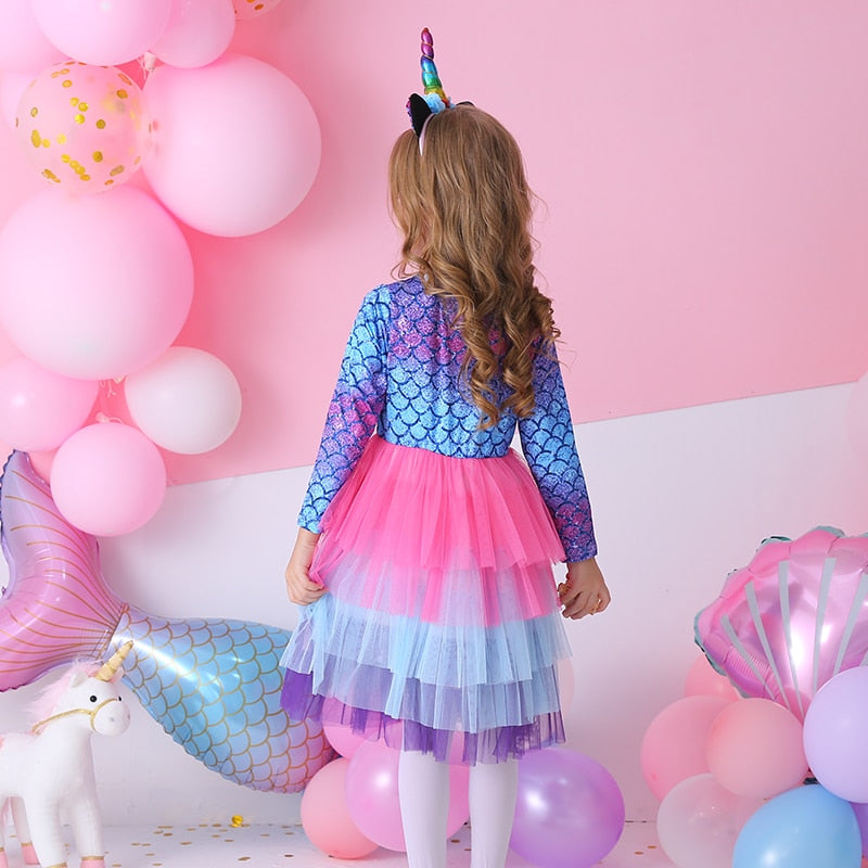 Vestido de Sereia Manga Longa - 2 a 8 anos