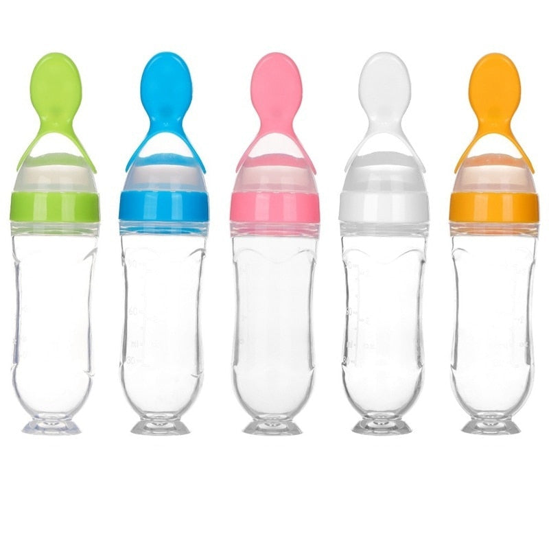 Colher-Mamadeira Alimentadora de Silicone Para Bebês