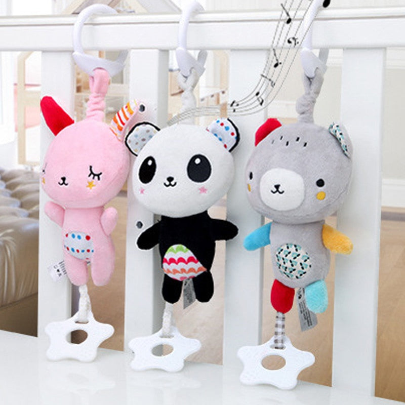 Móbile de pelúcia para bebê, brinquedo educacional com chocalhos