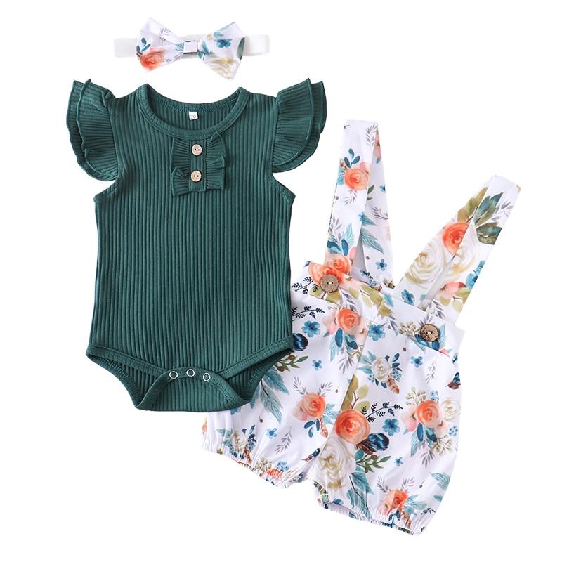 Conjunto Para Meninas de 3 Meses a 2 Anos - 03 Peças