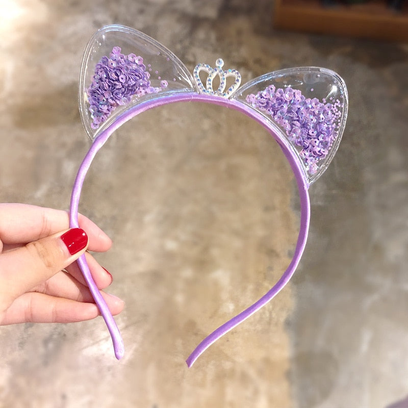 Tiara com orelhas de gatinha para meninas