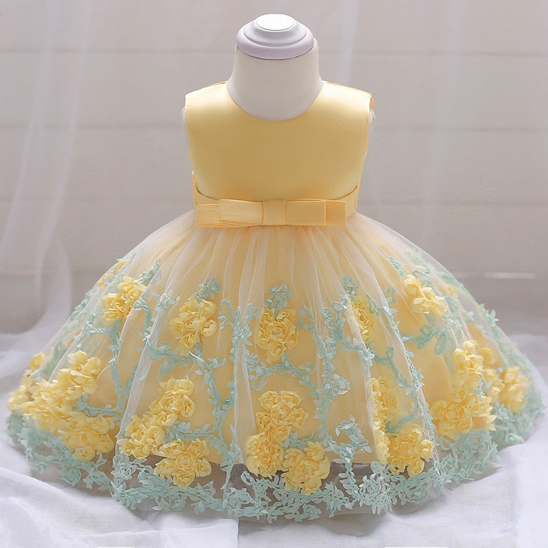 Vestido elegante floral para meninas - 3 meses a 2 anos