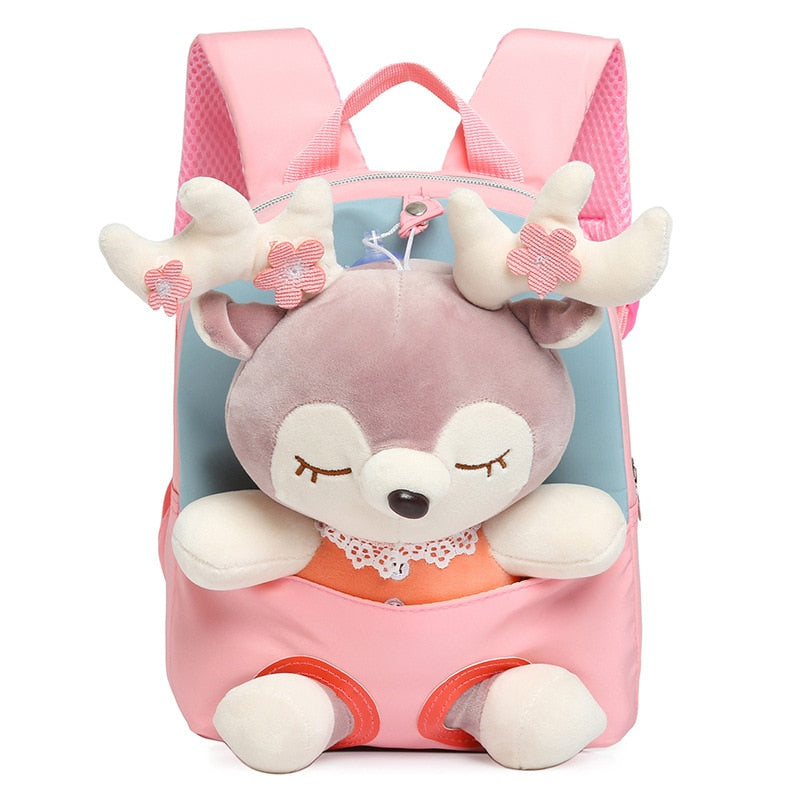 Mochila Escolar Infantil Animais de Pelúcia