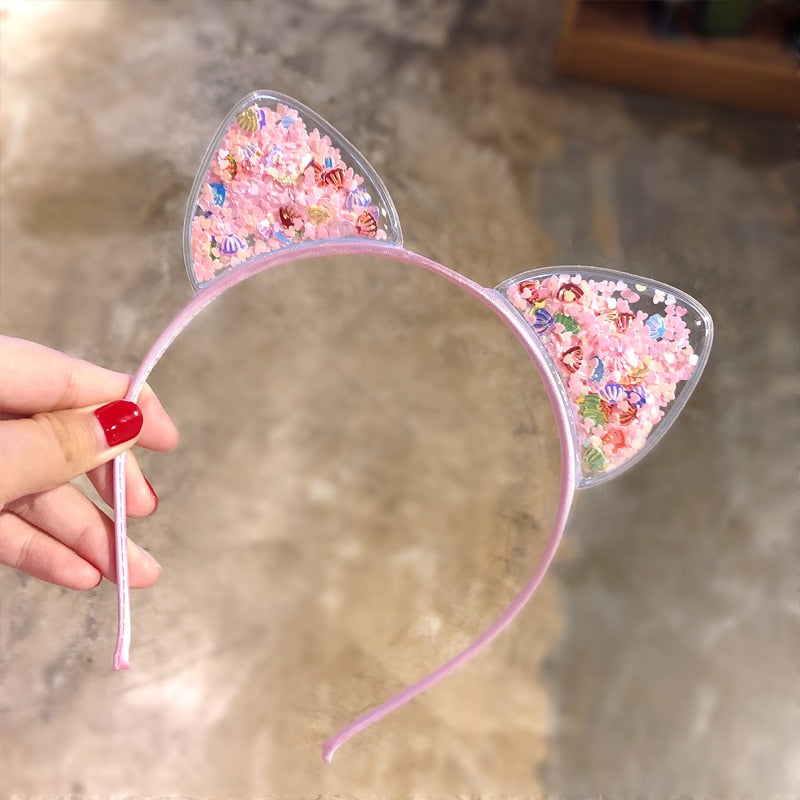 Tiara com orelhas de gatinha para meninas