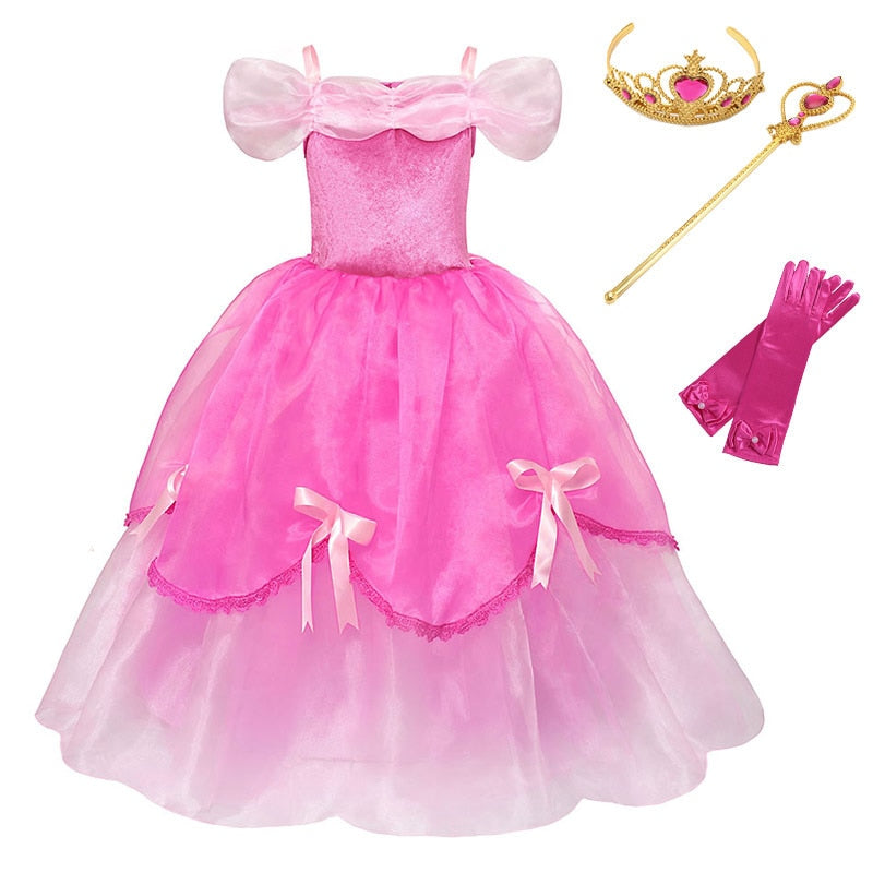 Vestido da Bela Adormecida para crianças - 3 a 8 anos