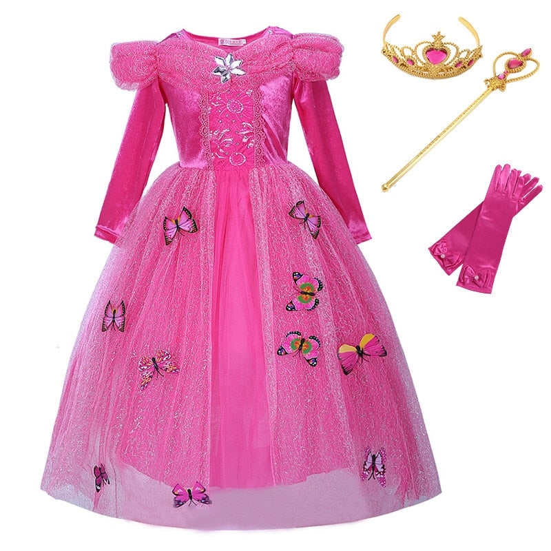 Vestido da Bela Adormecida para crianças - 3 a 8 anos