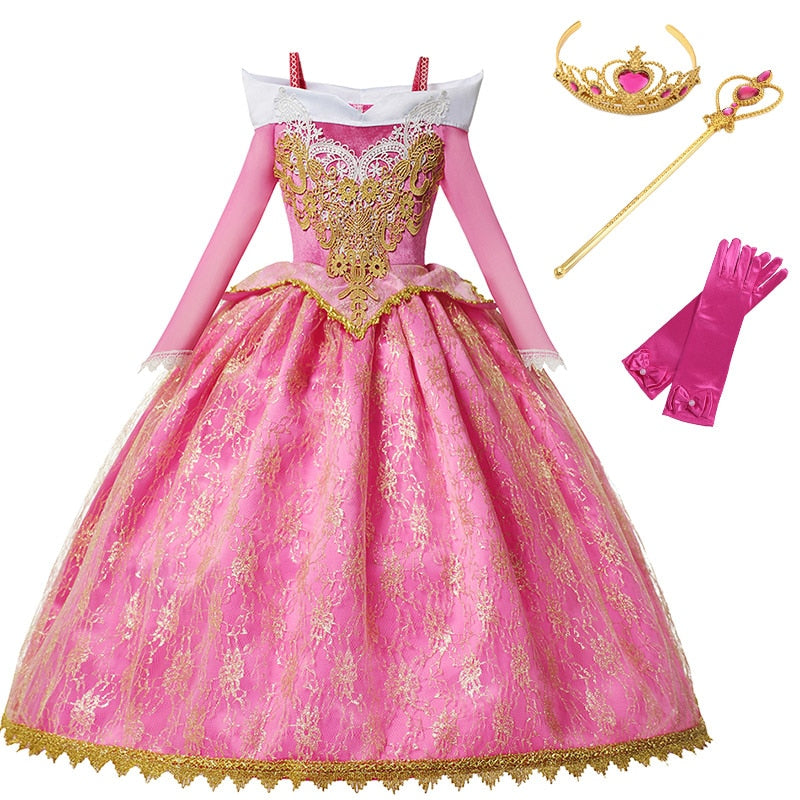 Vestido da Bela Adormecida para crianças - 3 a 8 anos