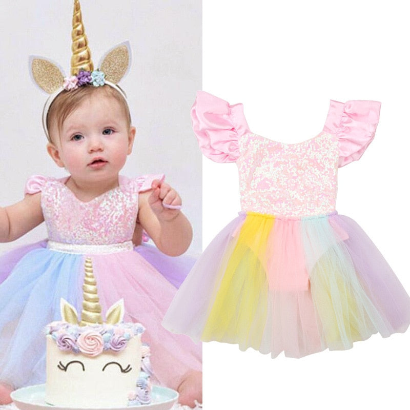 Vestido Unicórnio para meninas - 6 meses a 2 anos