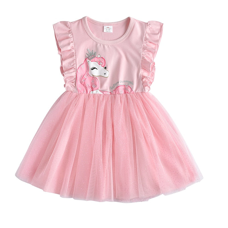 Vestidos Manga Curta Unicórnio - 3 a 8 anos
