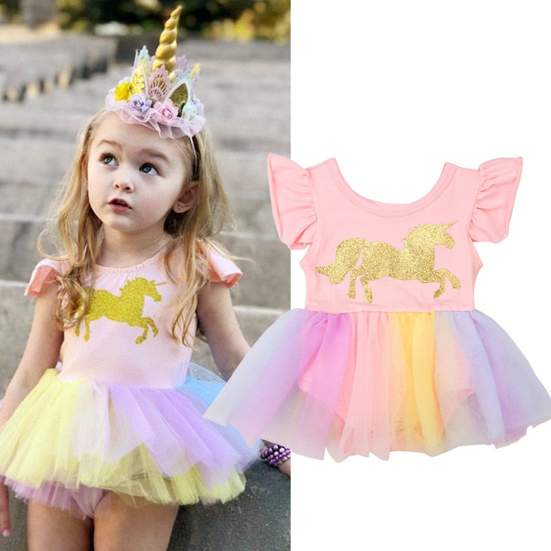 Vestido Unicórnio para meninas - 6 meses a 2 anos