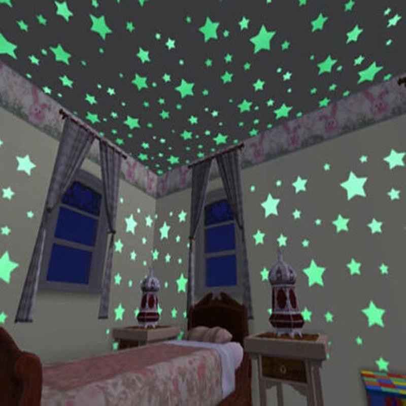 Estrelas fluorescentes decorativas (50 peças)