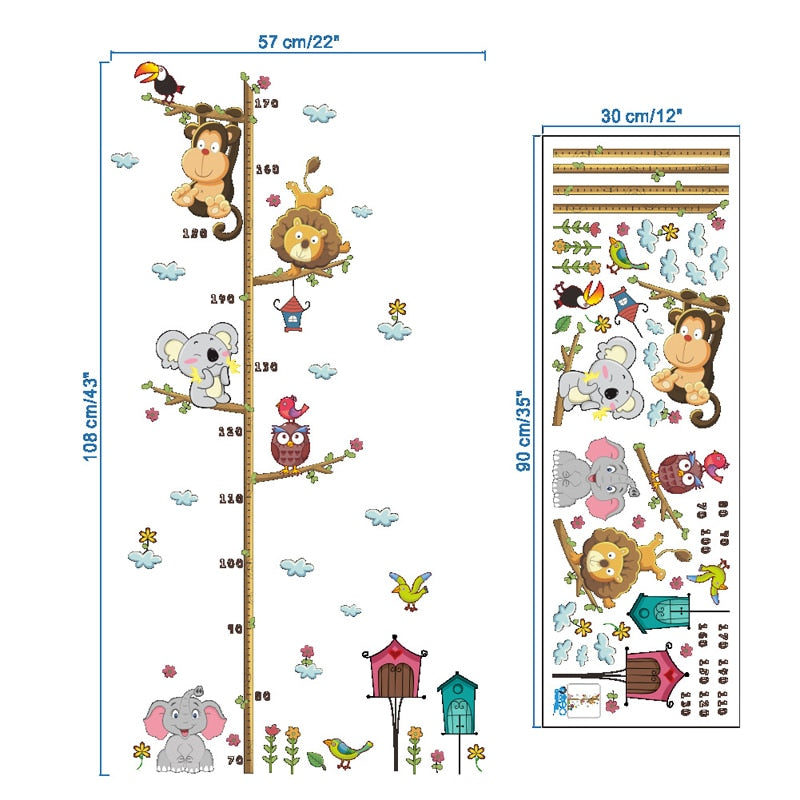 Medidor de altura (papel de parede) - Animais de zoológico