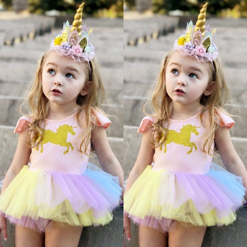 Vestido Unicórnio para meninas - 6 meses a 2 anos