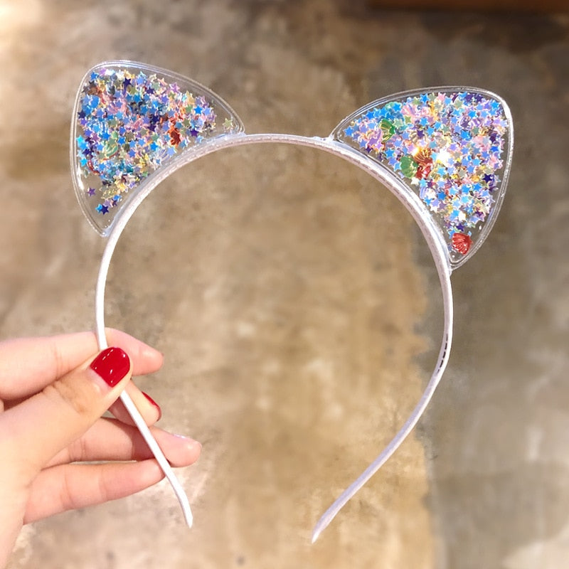 Tiara com orelhas de gatinha para meninas