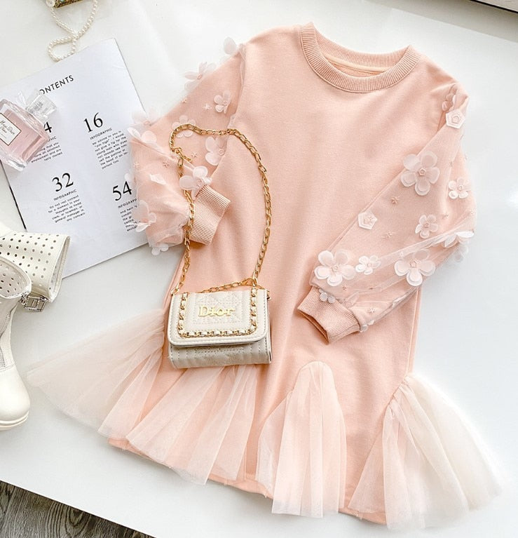 Vestido Com Detalhes de Tule 2 a 7 anos