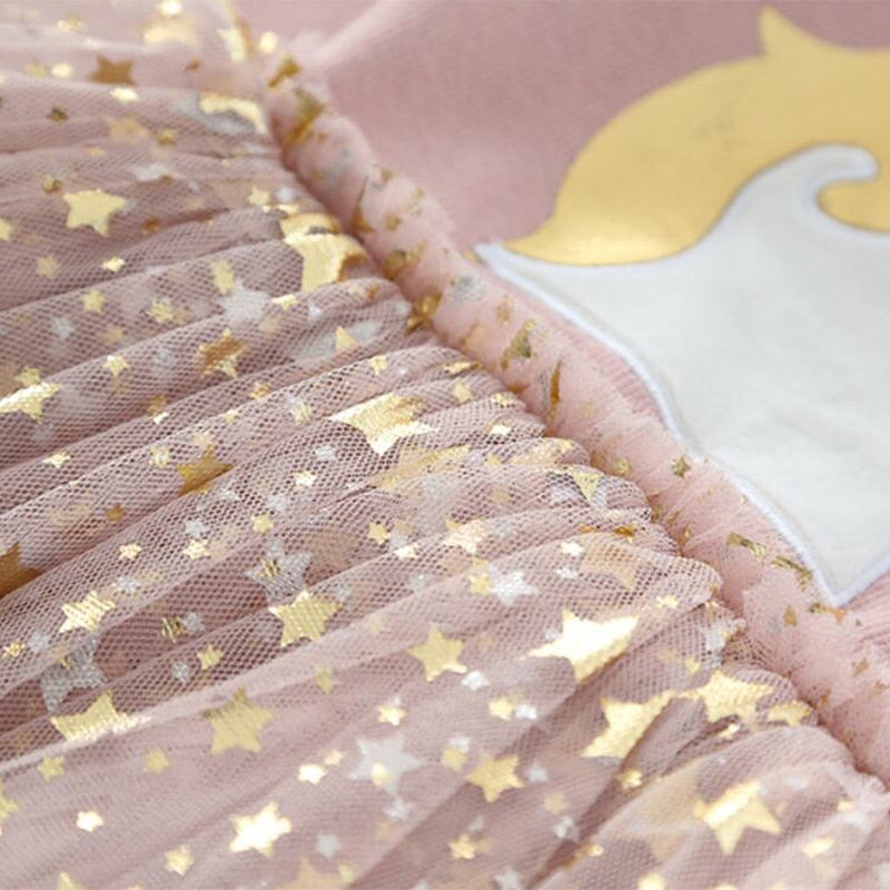Vestido de Malha com Manga Comprida e Estampa de Unicórnio