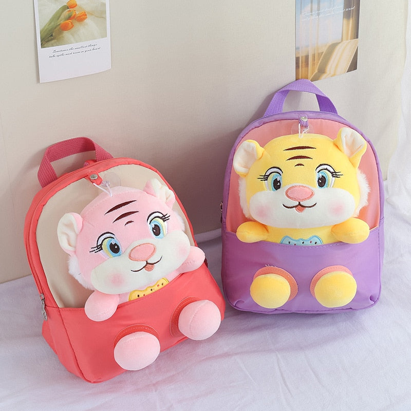 Mochila Escolar Infantil de Tigres e Corujas