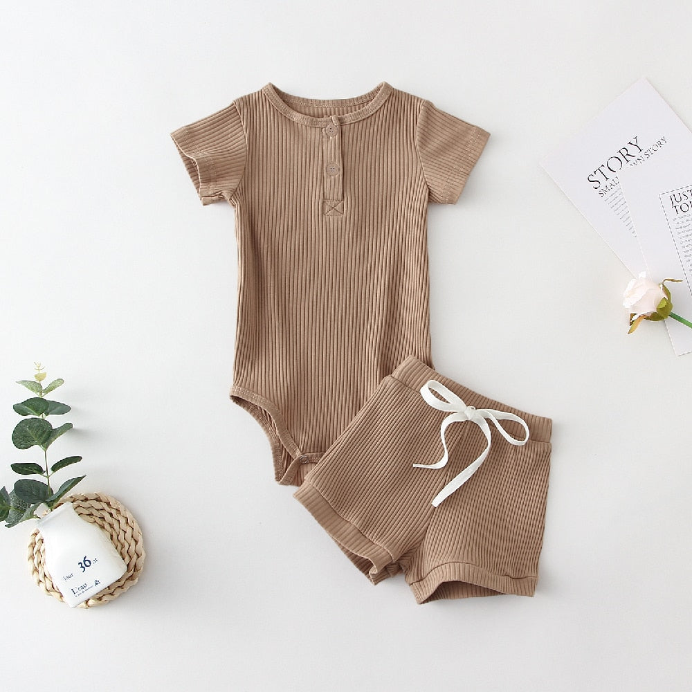 Conjunto de Body para bebês com duas peças (calça ou bermuda)