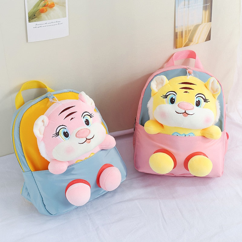 Mochila Escolar Infantil de Tigres e Corujas