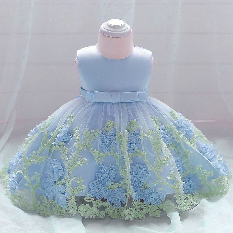 Vestido elegante floral para meninas - 3 meses a 2 anos