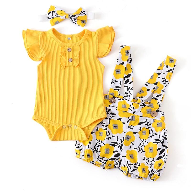 Conjunto Para Meninas de 3 Meses a 2 Anos - 03 Peças