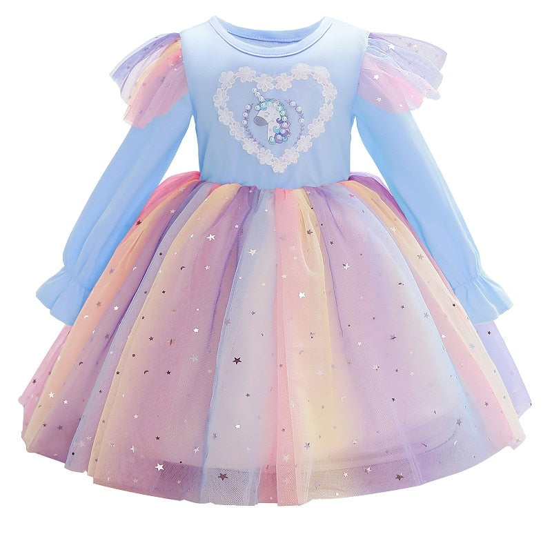 Vestido Unicórnio para meninas - 2 a 10 anos