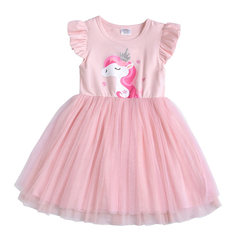 Vestidos Manga Curta Unicórnio - 3 a 8 anos