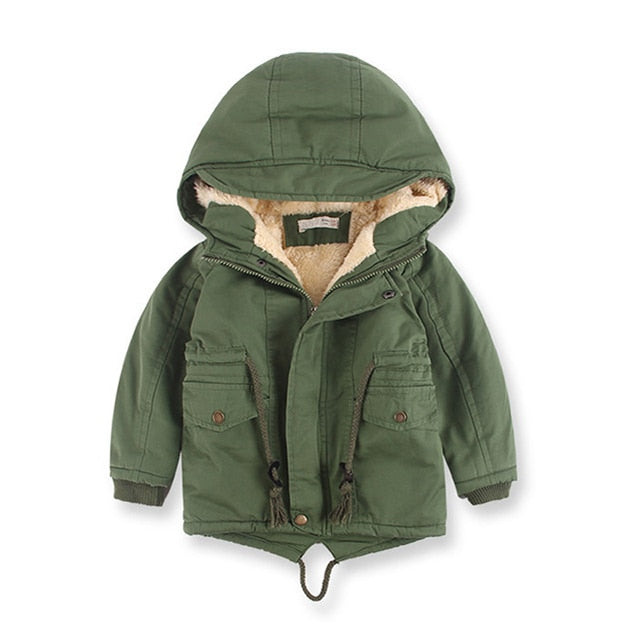 Jaqueta de inverno para meninos com capuz - 2 a 10 anos