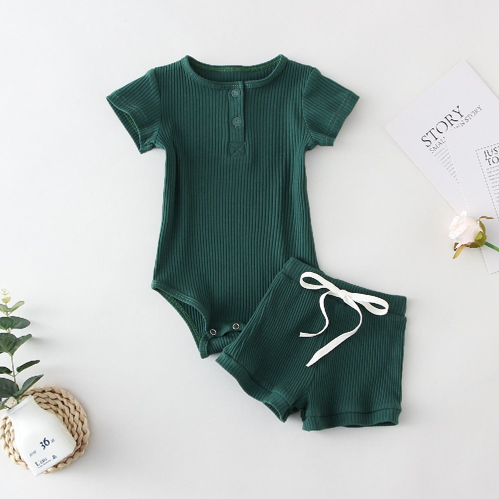 Conjunto de Body para bebês com duas peças (calça ou bermuda)