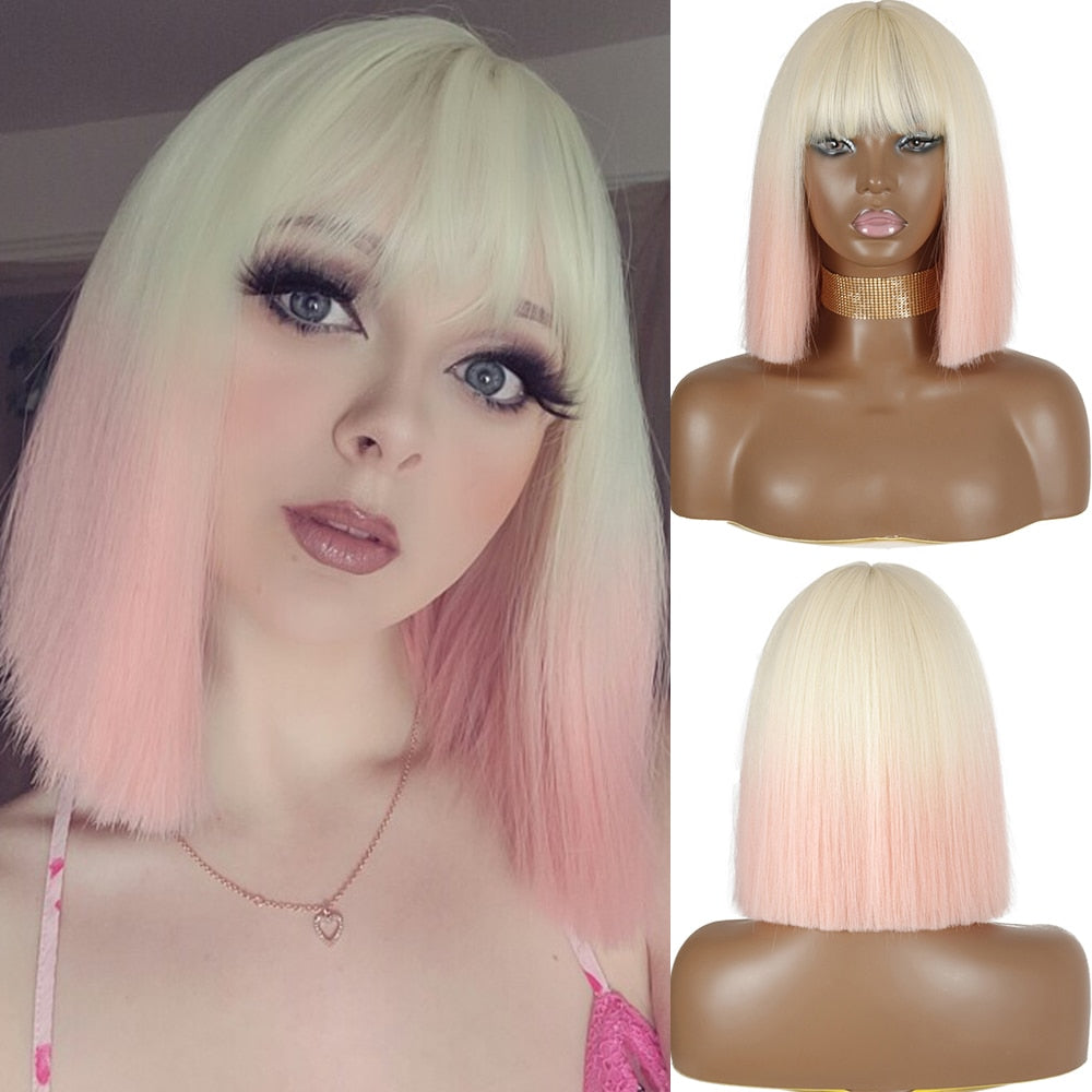 Peruca Feminina de Cabelo Sintético