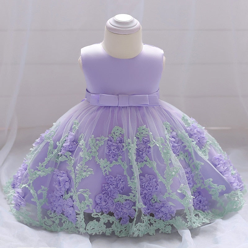 Vestido elegante floral para meninas - 3 meses a 2 anos