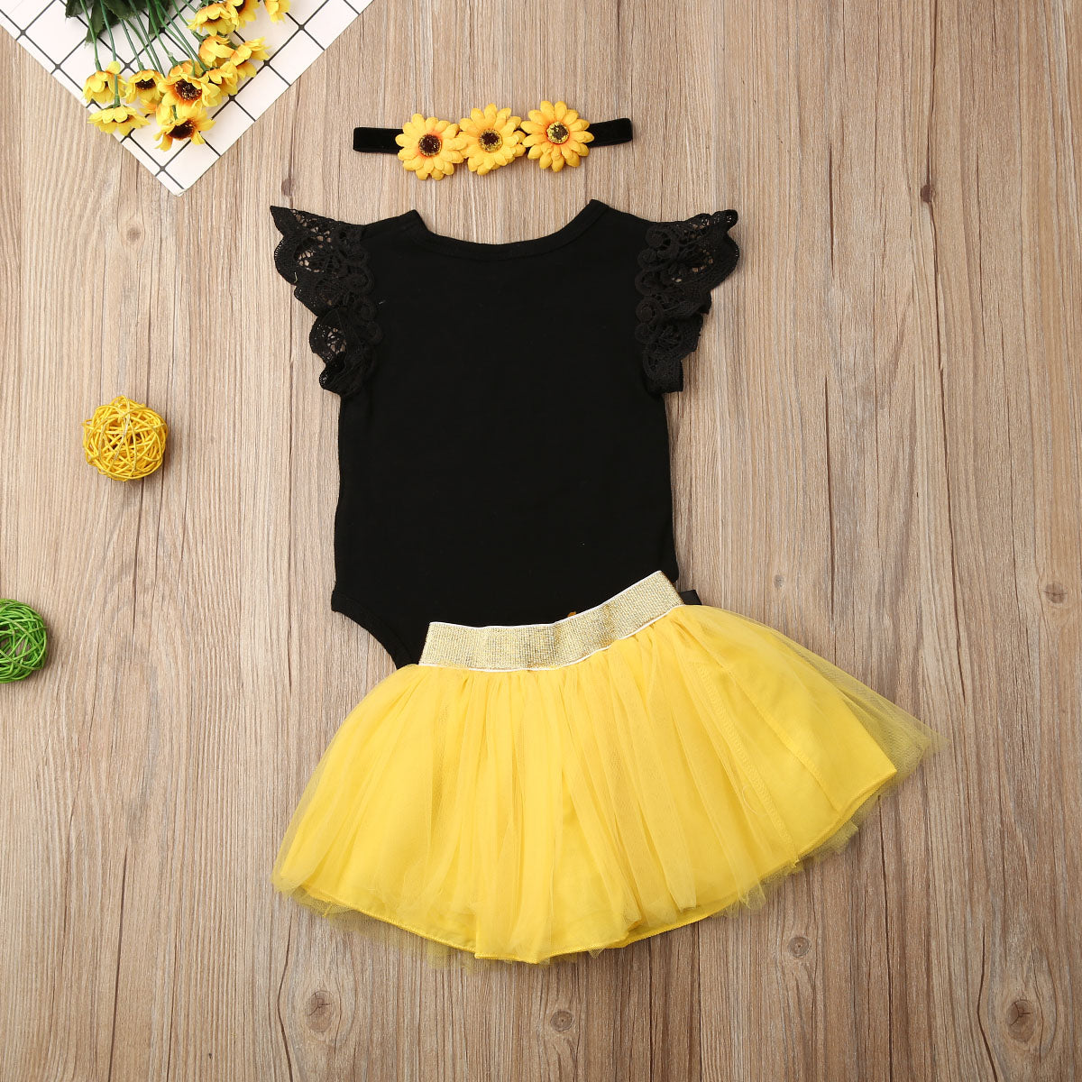 Conjunto de roupas para meninas Girassol