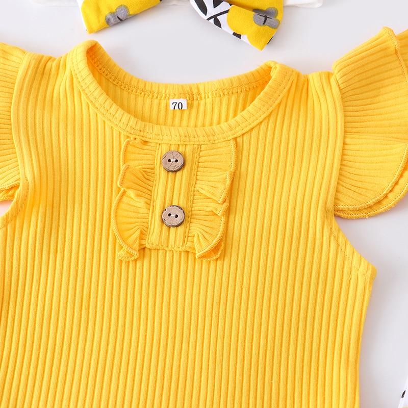 Conjunto Para Meninas de 3 Meses a 2 Anos - 03 Peças