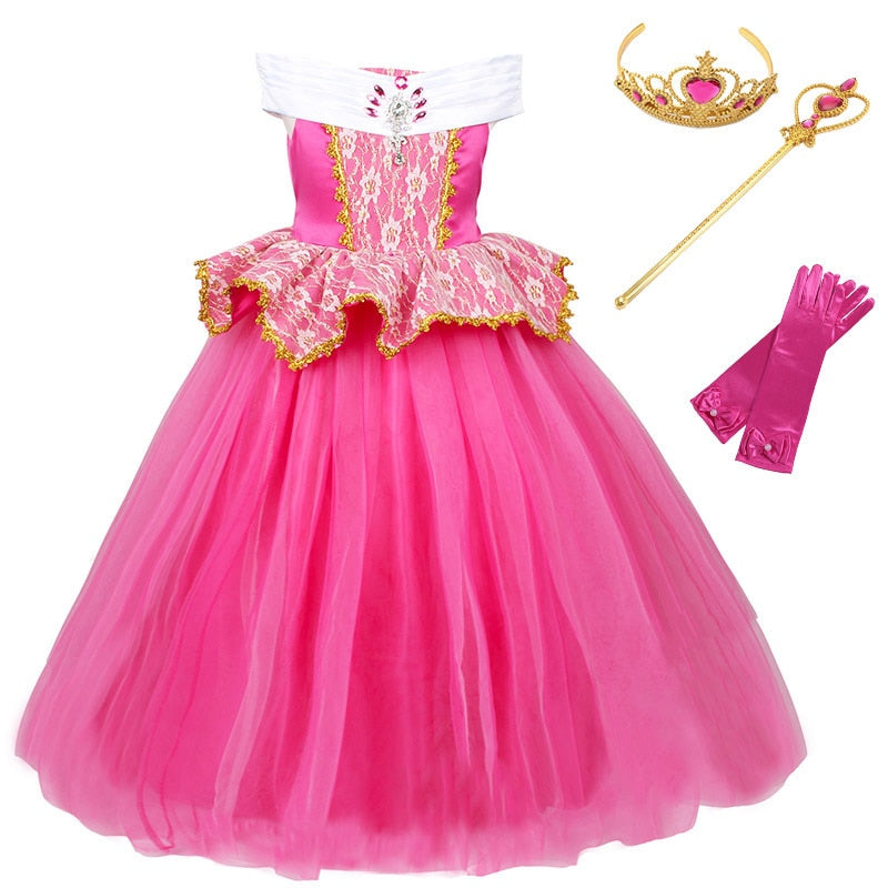 Vestido da Bela Adormecida para crianças - 3 a 8 anos