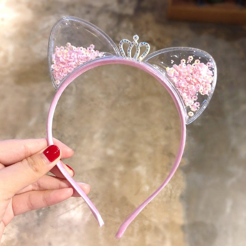 Tiara com orelhas de gatinha para meninas